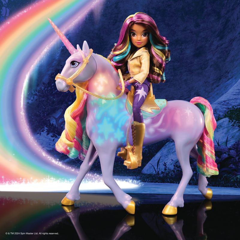 Unicorn Academy Licht-Einhorn Wildstar 28 cm mit Puppe Sophia 24 cm