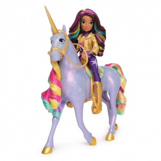Unicorn Academy Licht-Einhorn Wildstar 28 cm mit Puppe Sophia 24 cm