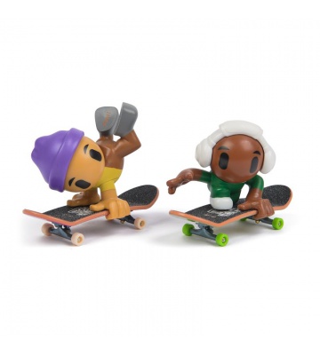 Tech Deck SK8 Crew Fingerboard mit Figur Doppelpackung, lila Mütze und weiße Kopfhörer