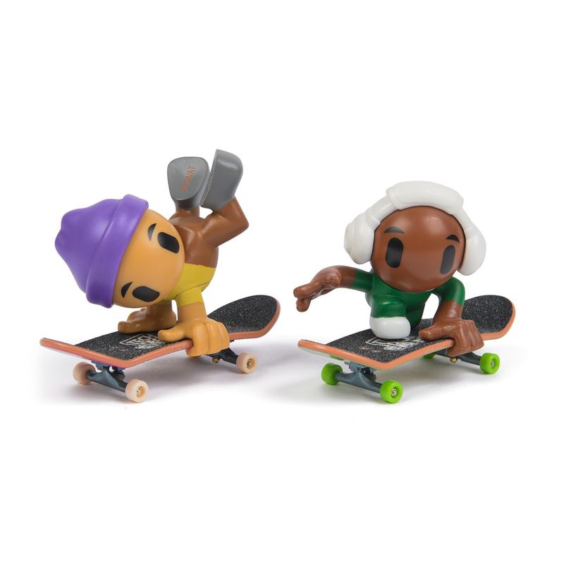Tech Deck SK8 Crew Fingerboard mit Figur Doppelpackung, lila Mütze und weiße Kopfhörer