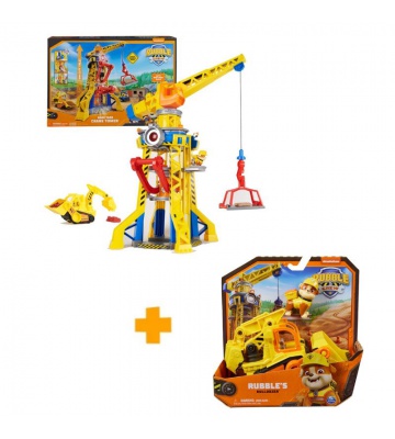 Set: Rubble & Crew interaktiver Kran mit Sounds 60 cm + Rubble Grundfahrzeug