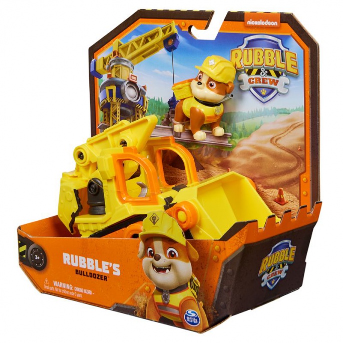 Vorteilhaftes Paket: Rubble & Crew interaktiver Kran mit Geräuschen 60 cm + Basisfahrzeug Rubble