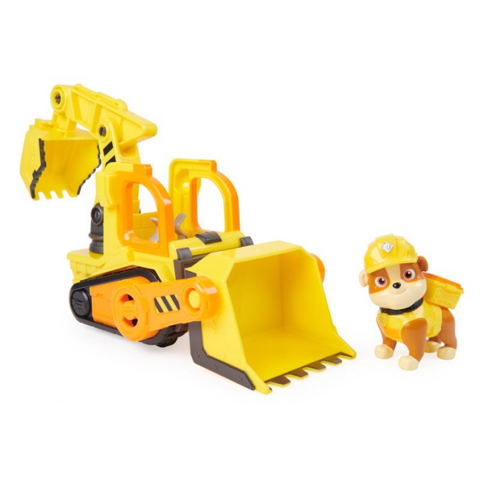 Vorteilhaftes Paket: Rubble & Crew interaktiver Kran mit Geräuschen 60 cm + Basisfahrzeug Rubble