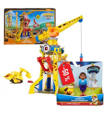 Paket: Rubble & Crew interaktiver Kran 60 cm + Bürgermeisterin Goodway und Rubble zum halben Preis