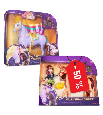 Unicorn Academy Licht-Einhorn Wildstar 28 cm + Valentina und Cinder 11 cm zum halben Preis