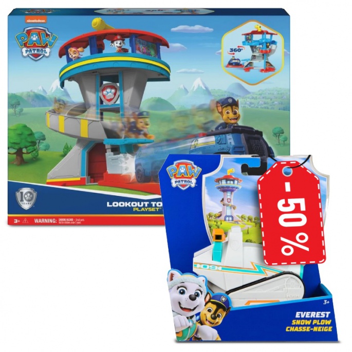 Vorteilspaket: Paw Patrol Aussichtsturm + Everest Fahrzeug zum halben Preis