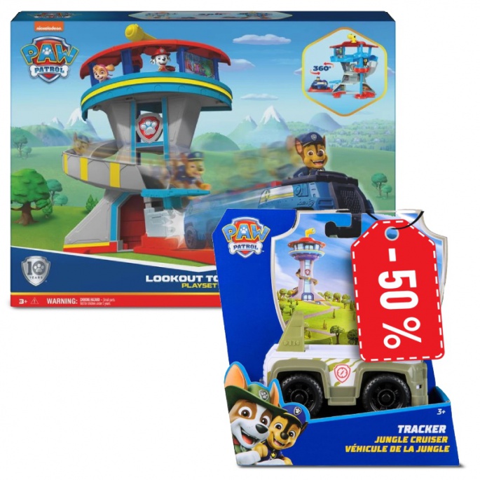 Günstiges Paket: PAW Patrol Überwachungsturm + Tracker Fahrzeug zum halben Preis