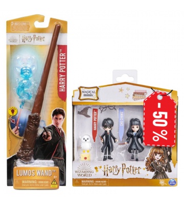 Aktion Harry Potter Zauberstab mit leuchtendem Patronus + Figuren Harry und Cho zum halben Preis