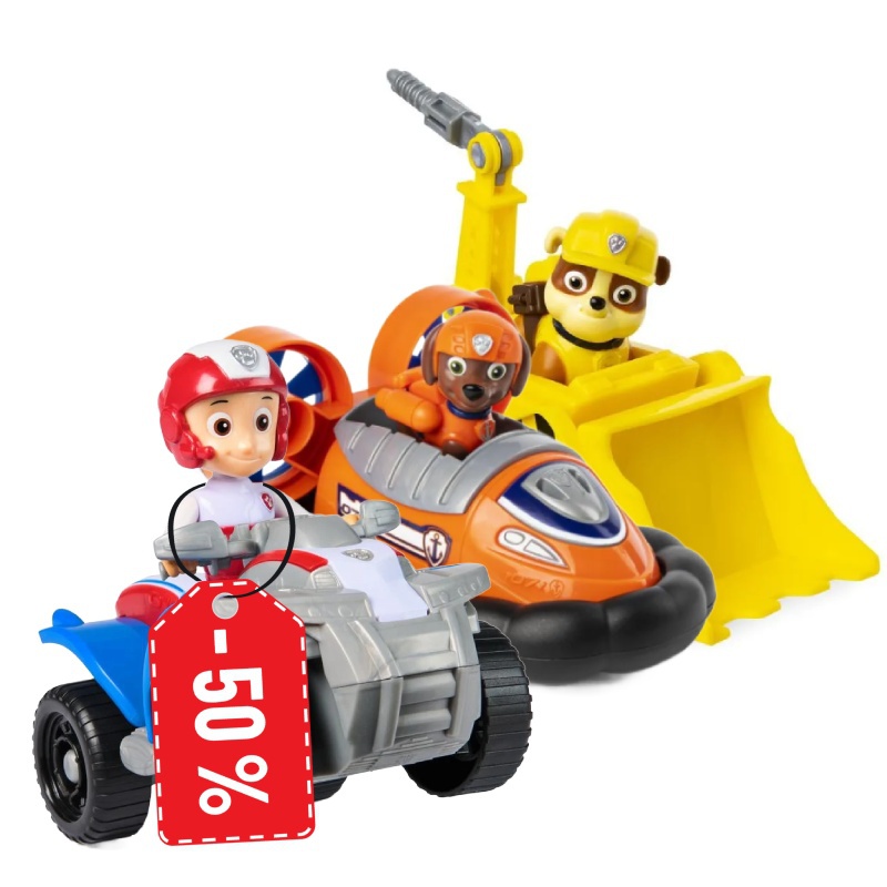 AKTION: Paw Patrol Basisfahrzeuge Rubble und Zuma + Ryder zum halben Preis