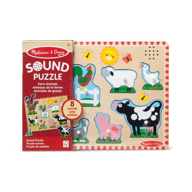 Melissa & Doug Holzpuzzle mit Geräuscheffekten Tiere auf dem Bauernhof