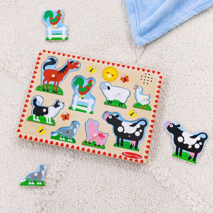 Melissa & Doug Holzpuzzle mit Geräuscheffekten Tiere auf dem Bauernhof