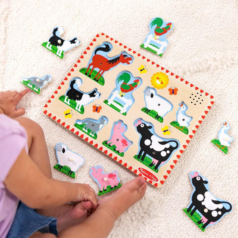 Melissa & Doug Holzpuzzle mit Geräuscheffekten Tiere auf dem Bauernhof