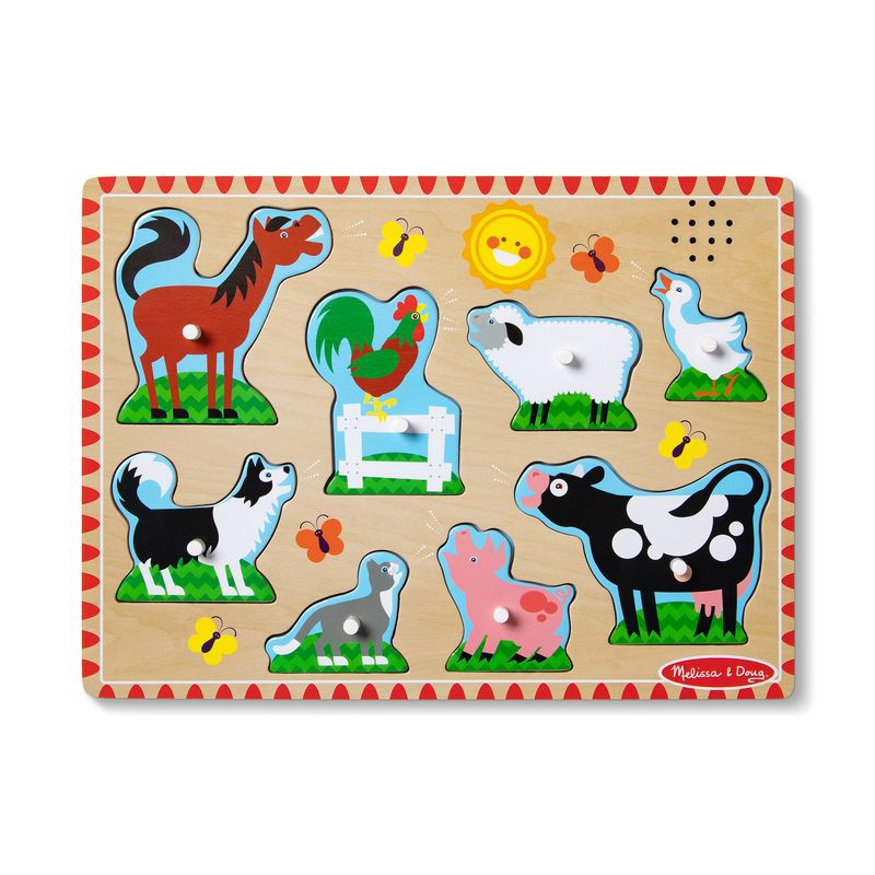 Melissa & Doug Holzpuzzle mit Geräuscheffekten Tiere auf dem Bauernhof