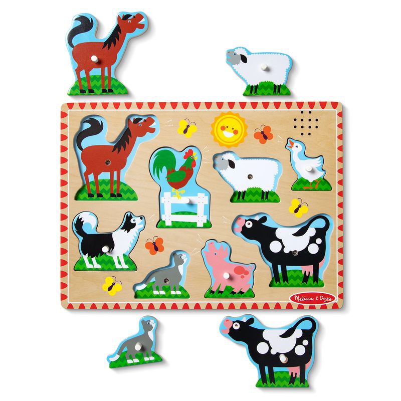 Melissa & Doug Holzpuzzle mit Geräuscheffekten Tiere auf dem Bauernhof