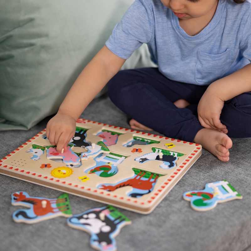Melissa & Doug Holzpuzzle mit Geräuscheffekten Tiere auf dem Bauernhof