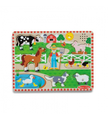 Melissa & Doug Holzpuzzle mit Soundeffekten Old MacDonald Farm