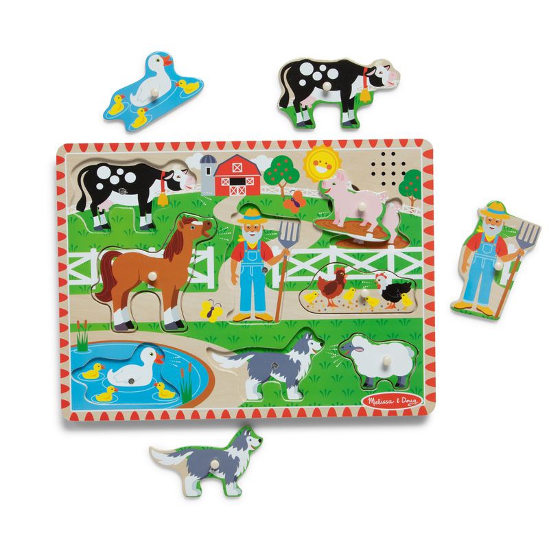 Melissa & Doug Holzpuzzle mit Soundeffekten Old MacDonald Farm