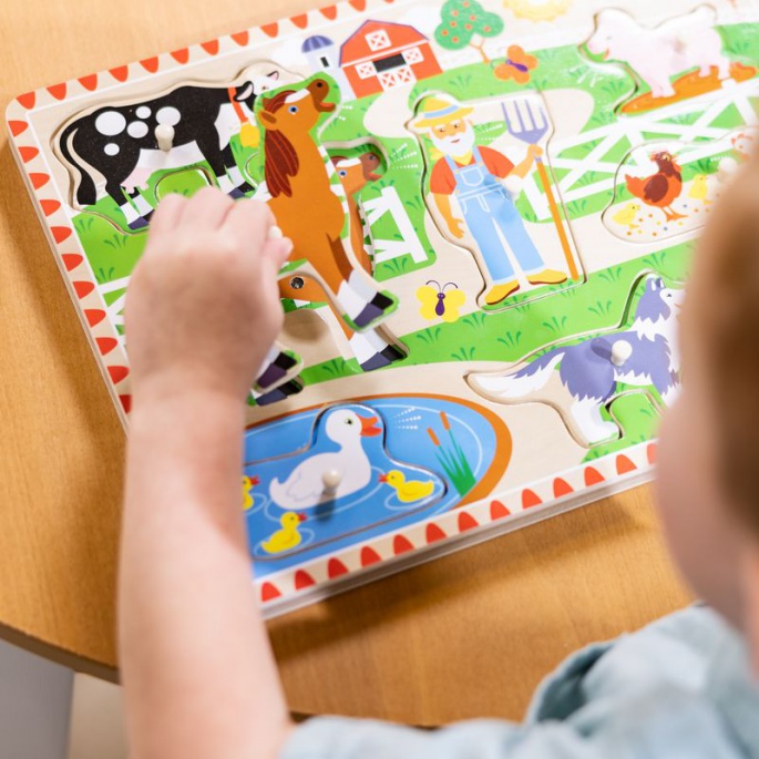 Melissa & Doug Holzpuzzle mit Soundeffekten Old MacDonald Farm