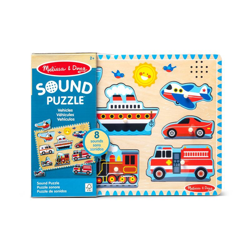 Melissa & Doug Holzpuzzle mit Soundeffekten Verkehrsmittel