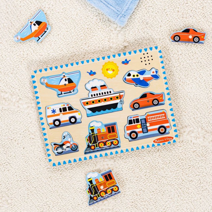 Melissa & Doug Holzpuzzle mit Soundeffekten Verkehrsmittel