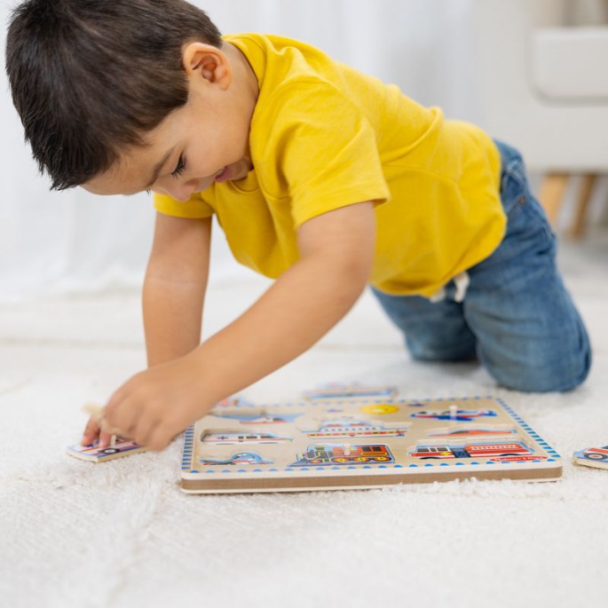 Melissa & Doug Holzpuzzle mit Soundeffekten Verkehrsmittel
