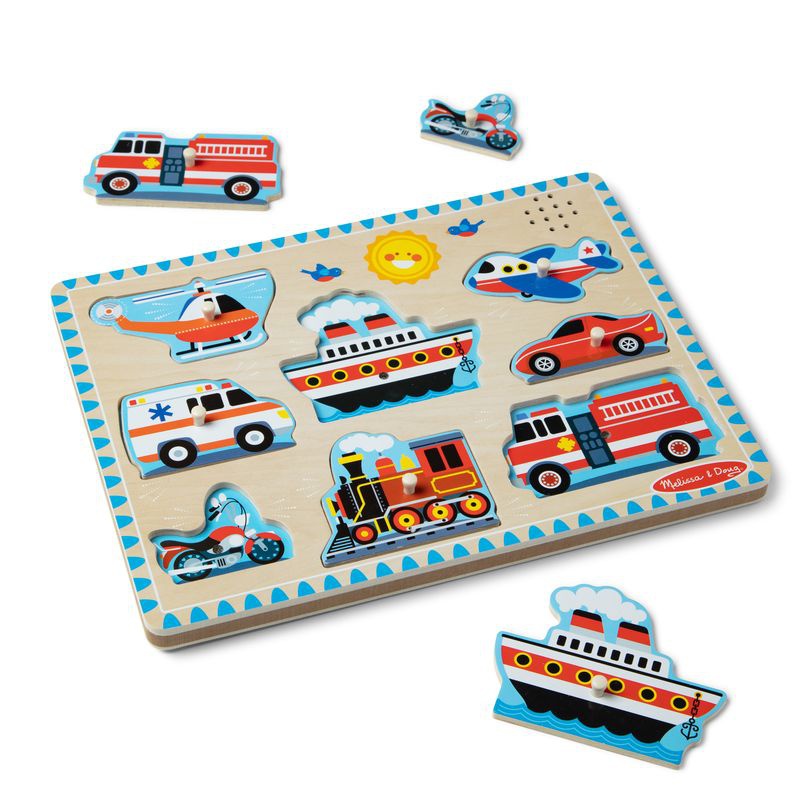 Melissa & Doug Holzpuzzle mit Soundeffekten Verkehrsmittel