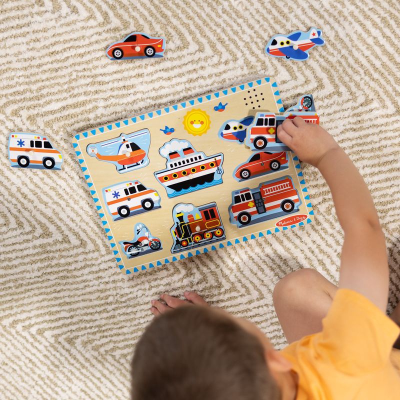 Melissa & Doug Holzpuzzle mit Soundeffekten Verkehrsmittel