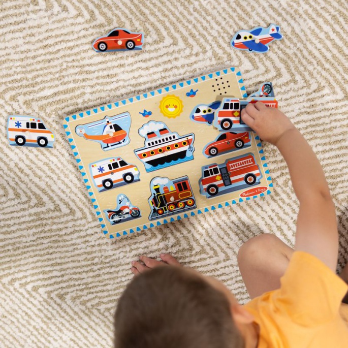 Melissa & Doug Holzpuzzle mit Soundeffekten Verkehrsmittel