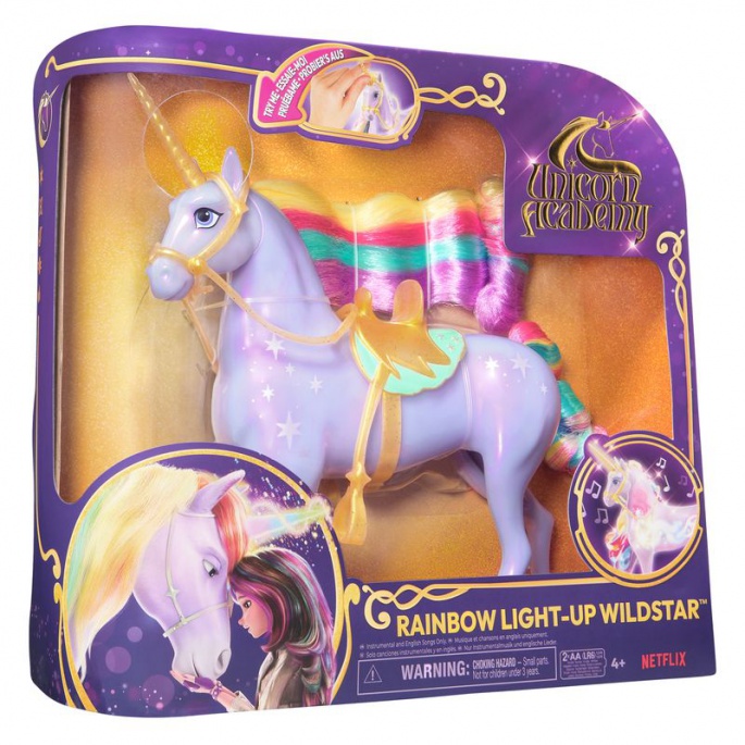 Günstiges Set: Unicorn Academy leuchtendes Einhorn Wildstar 28 cm + Halskette mit Ring