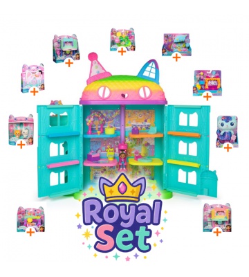 Royal-Set: Gabby’s Dollhouse großer Party-Haus mit 9 Accessoires + Plüsch MerCat GRATIS