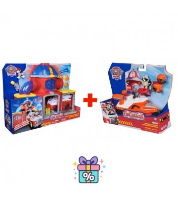 Sparset: Paw Patrol Fire Rescue Feuerwehrstation + Fire Rescue Fahrzeug Zuma