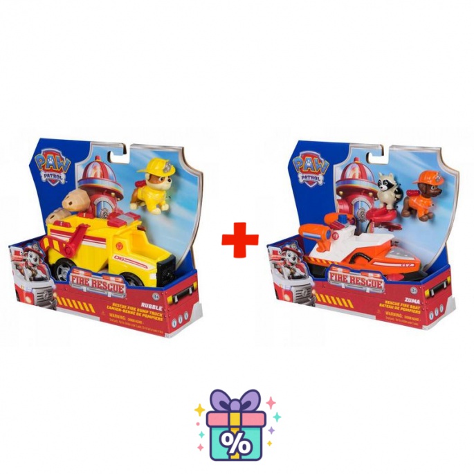Sparset: Paw Patrol Fire Rescue Fahrzeug Rubble + Fire Rescue Fahrzeug Zuma