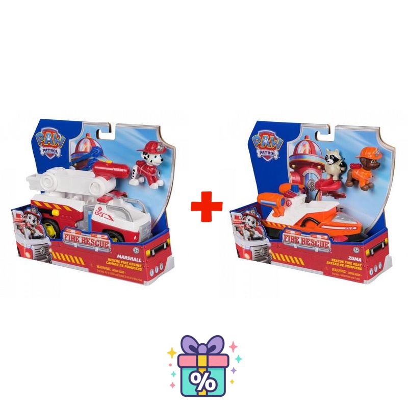 Sparset: Paw Patrol Fire Rescue Fahrzeug Marshall + Fire Rescue Fahrzeug Zuma