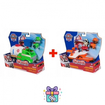 Günstiges Set: Paw Patrol Fire Rescue Fahrzeug Rocky + Fire Rescue Fahrzeug Zuma