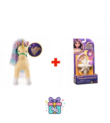 Vorteilsset: Unicorn Academy Plüsch-Einhorn Leaf 38 cm + Halskette mit Ring