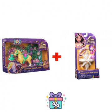 Vorteilset: Unicorn Academy kleiner Stall mit Ava und Leaf mit Farbwechsel + Halskette mit Ring