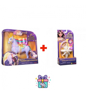 Günstiges Set: Unicorn Academy leuchtendes Einhorn Wildstar 28 cm + Halskette mit Ring