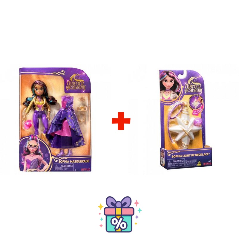 Günstiges Set: Unicorn Academy Deluxe Puppe Sophia 24 cm + Halskette mit Ring