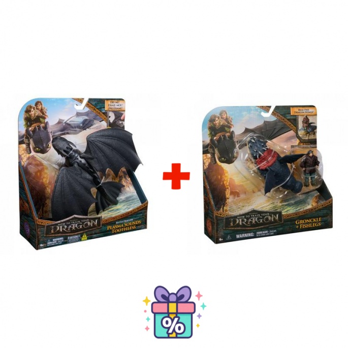 Vorteilset: Drachenzähmen leicht gemacht Ohnezahn mit Geräuschen + Gronckel und Fischbein