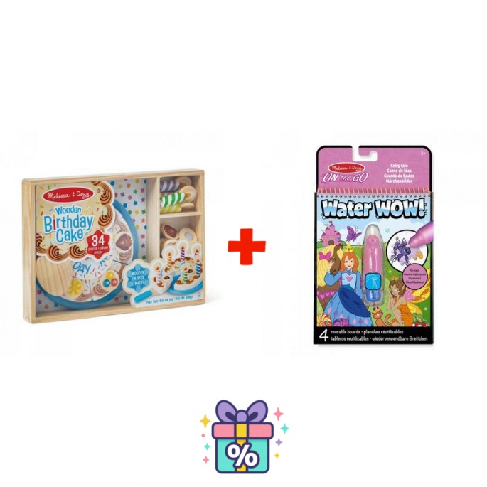 AKTION: Melissa & Doug Geburtstagstorte Set + Water WOW Wassermalerei Märchen GRATIS