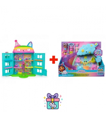 Vorteilspaket: Gabby’s Dollhouse Feierhaus + Spielset Krippe