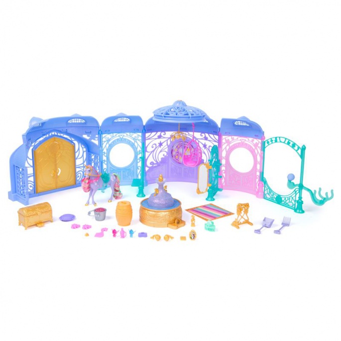 AKTION: Zusammenklappbarer Stall Unicorn Academy + 7 Einhörner und 11 cm Figuren + Ava und Leaf GRATIS