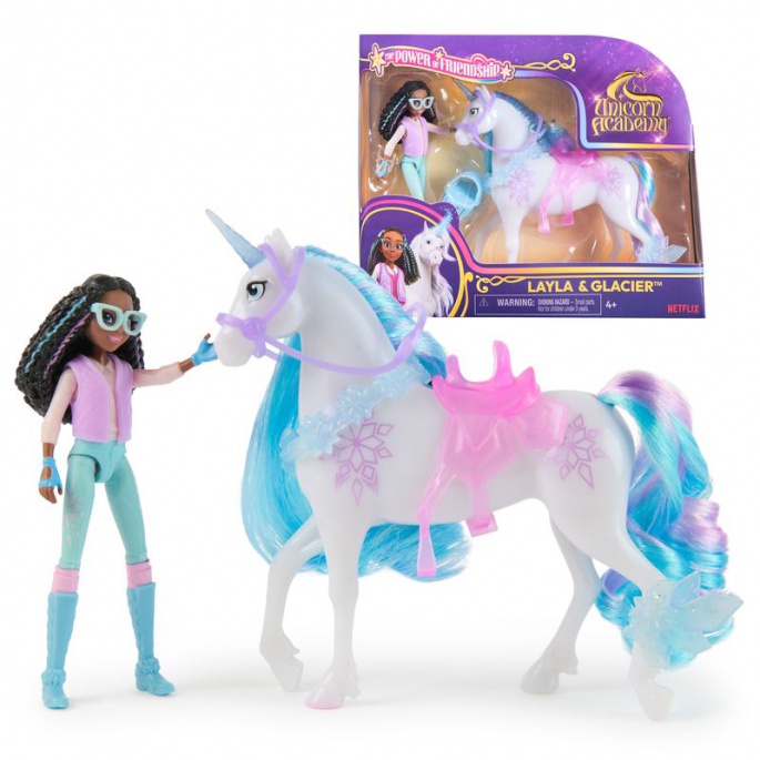 AKTION: Zusammenklappbarer Stall Unicorn Academy + 7 Einhörner und 11 cm Figuren + Ava und Leaf GRATIS