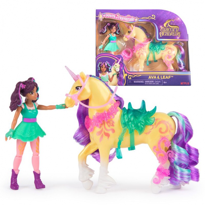 AKTION: Zusammenklappbarer Stall Unicorn Academy + 7 Einhörner und 11 cm Figuren + Ava und Leaf GRATIS
