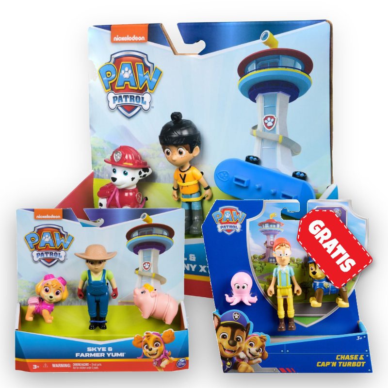 AKTION: Paw Patrol Danny X und Marshall + Yumi und Skye + Chase und Kapitän Turbot KOSTENLOS