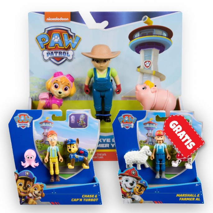 AKTION: Paw Patrol Yumi und Skye + Chase und Kapitän Turbot + Marshal und Bauer Al KOSTENLOS