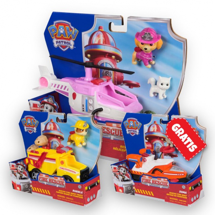 AKTION: Paw Patrol Fire Rescue Fahrzeuge Skye + Rubble + Zuma KOSTENLOS