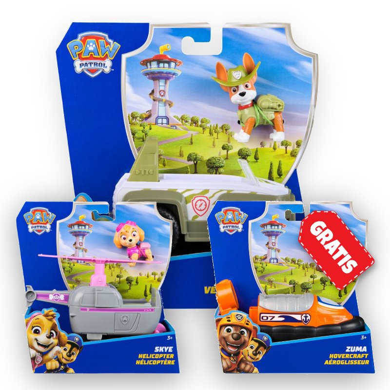 AKTION: Paw Patrol Grundfahrzeuge Tracker + Skye + Zuma GRATIS
