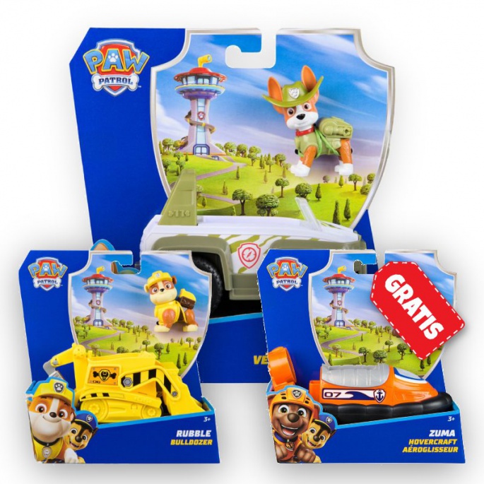 AKTION: Paw Patrol Grundfahrzeuge Tracker + Rubble + Zuma GRATIS