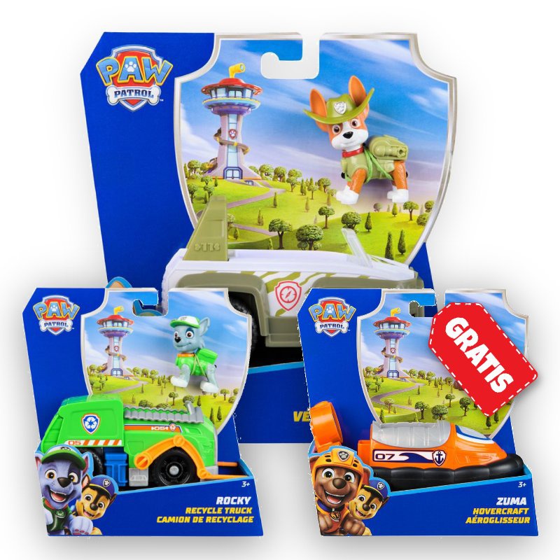 AKTION: Paw Patrol Grundfahrzeuge Tracker + Rocky + Zuma GRATIS
